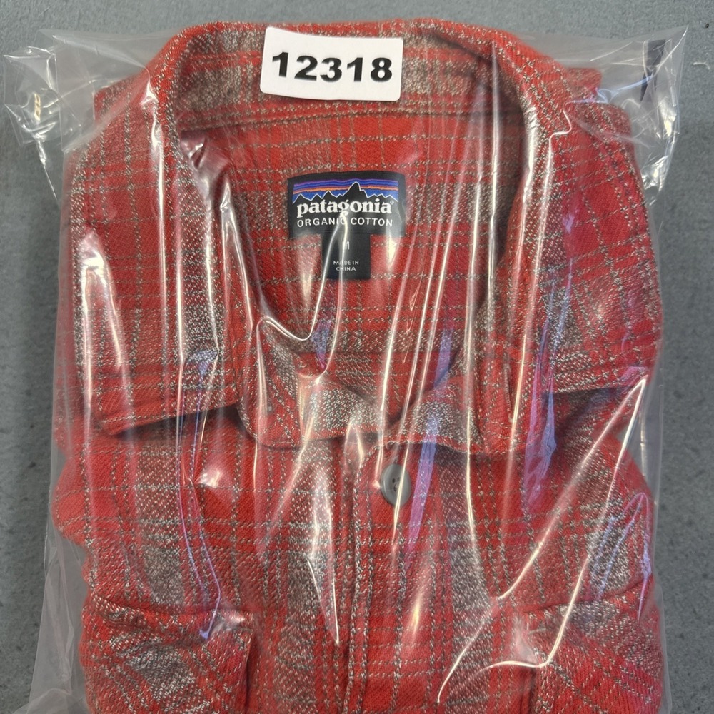 Patagonia Shirt Women MED Organic Fjord Flannel Work Casual FLAP POCKETS RED GRY - Picture 9 of 9